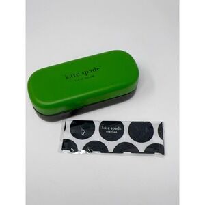 Kate Spade Black Green Hard Eyeglasses Sunglasses Case Wipe Cloth Designer‎ CIty